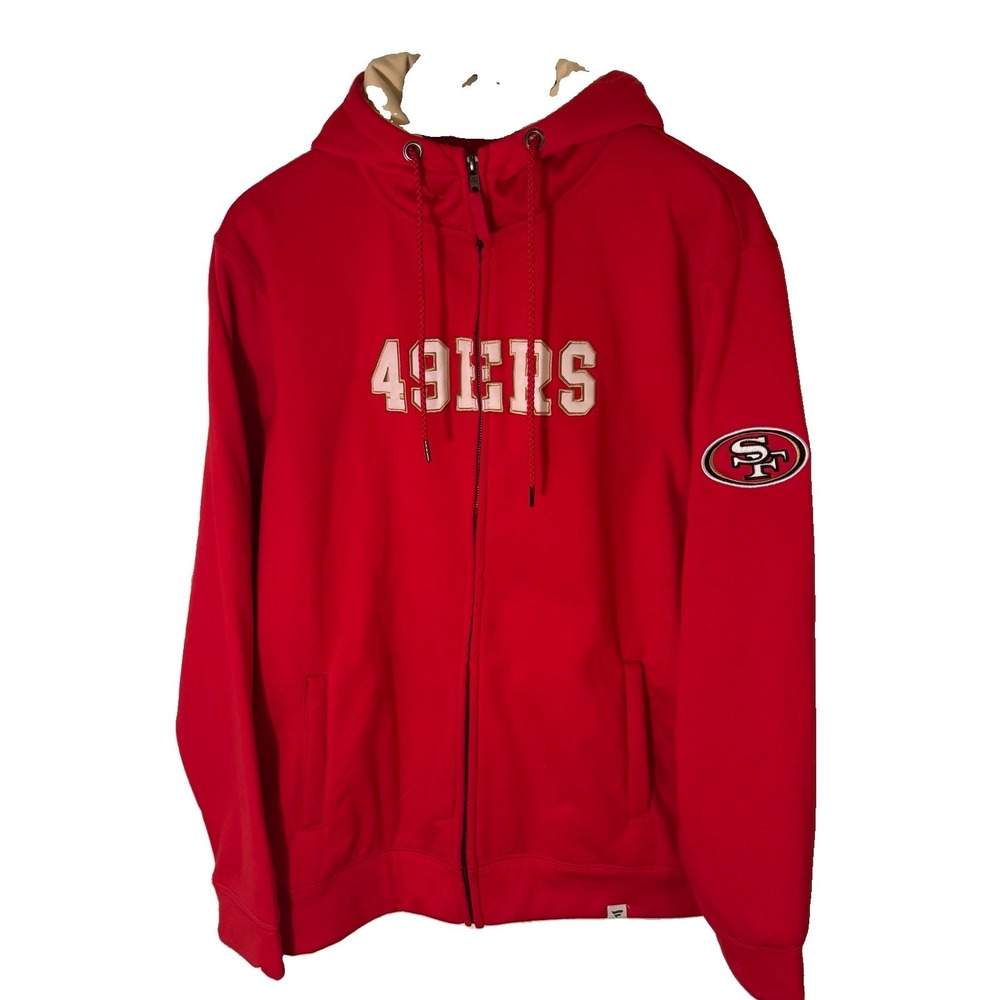 Mens NFL Pro Line 49ers Zip Up Hoodie Jacket Large Red San Francisco Fanatics